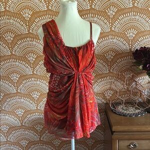 MM Couture Asymmetrical Red Top